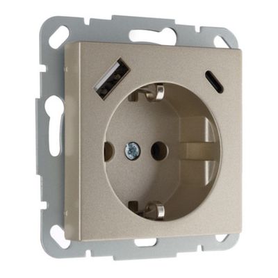 Розетка USB (A+C), 16А 250В 3400 мА LIREGUS EPSILON IUK-3-01.E/Ch шампань