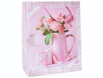 Пакет бумажный 26*32*10см с ручками матовый "Цветы" микс