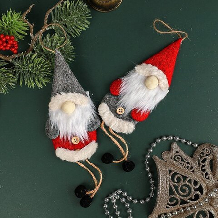 Новогоднее украшение Гном 14,5х8х5 / N104AB /уп 400/2 вида