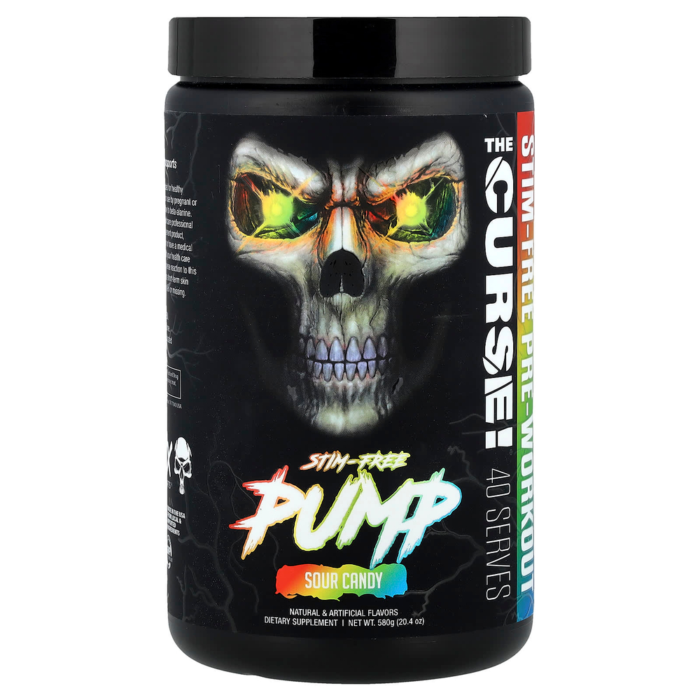 JNX Sports, Stim-Free Pump, предтренировочная добавка, кислая конфета, 580 г (20,4 унции)