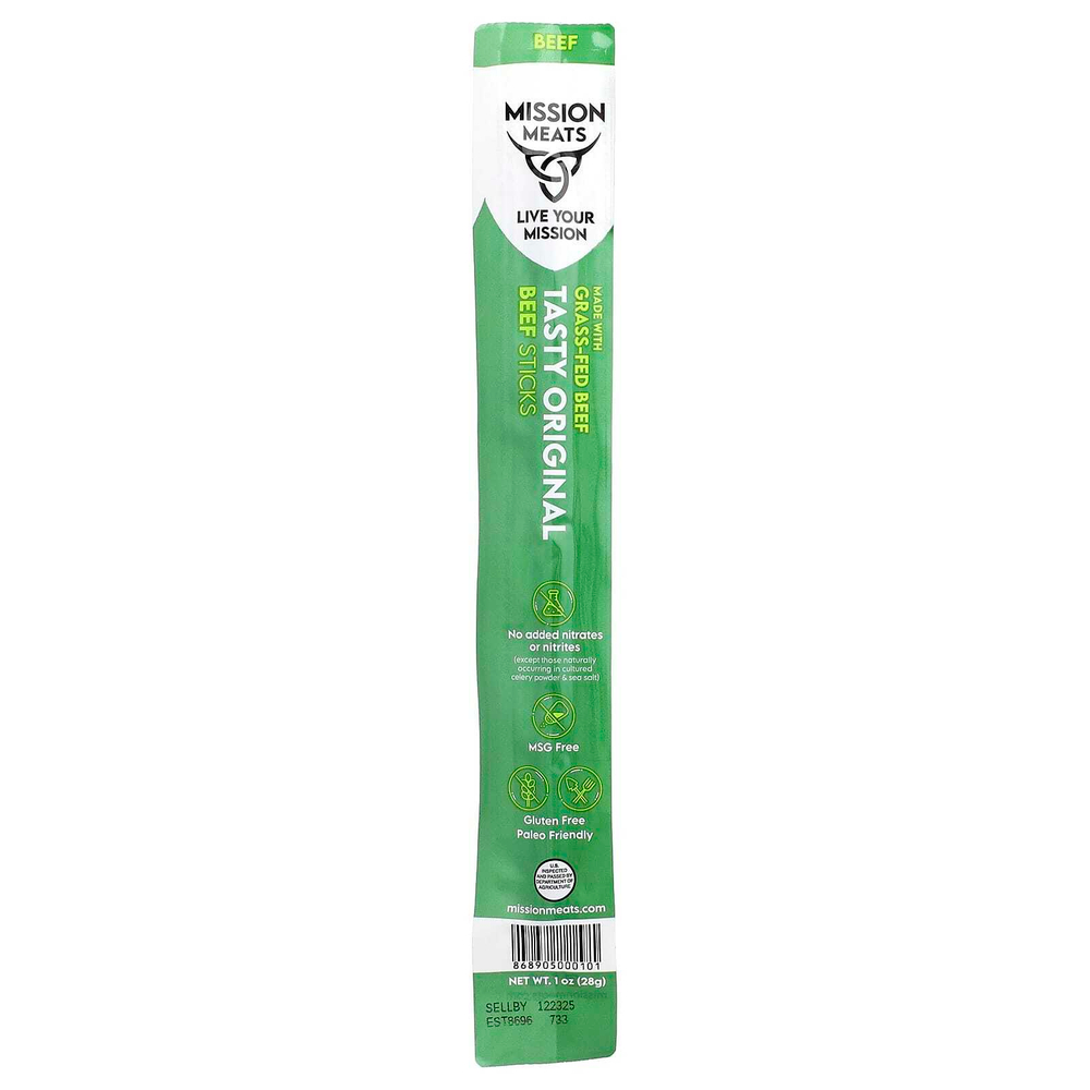 Mission Meats, Beef Sticks, Tasty Original, 1 oz (28 g)