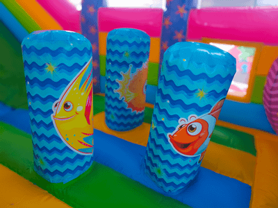 Коммерческий надувной батут с горкой «В гостях у моря», 8*5*5 м