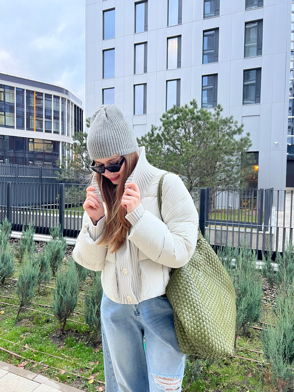 Пуховик Knitty светло-серый