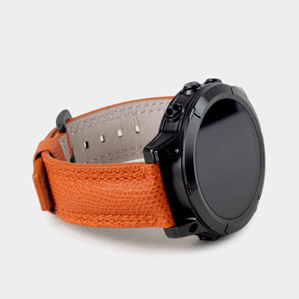 Ремешок для часов Garmin 47 mm классический из кожи теленка, оранжевого цвета