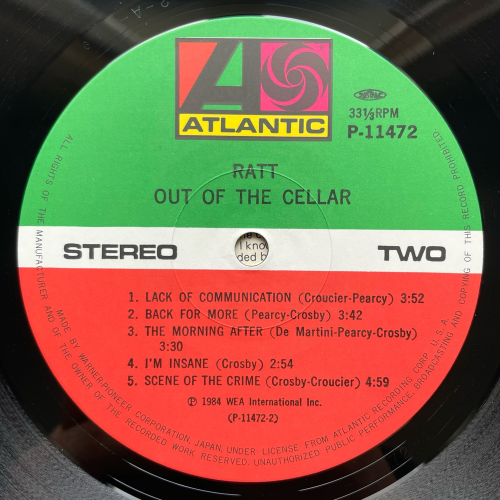 Винтажная виниловая пластинка LP Ratt Out Of The Cellar (Япония 1984) (Оби)