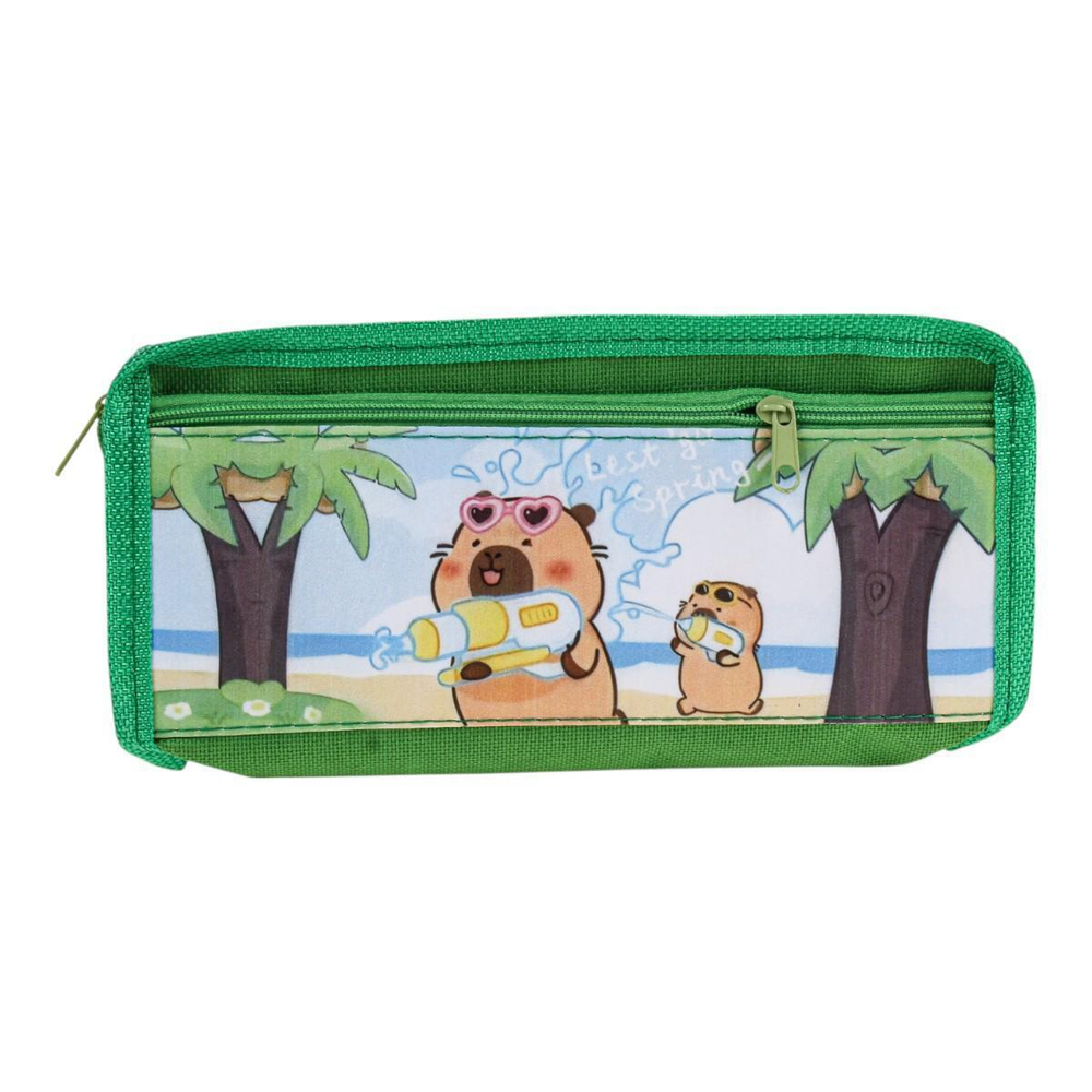 Пенал мягкий 2 отделения "Капибара" 3 цвета микс