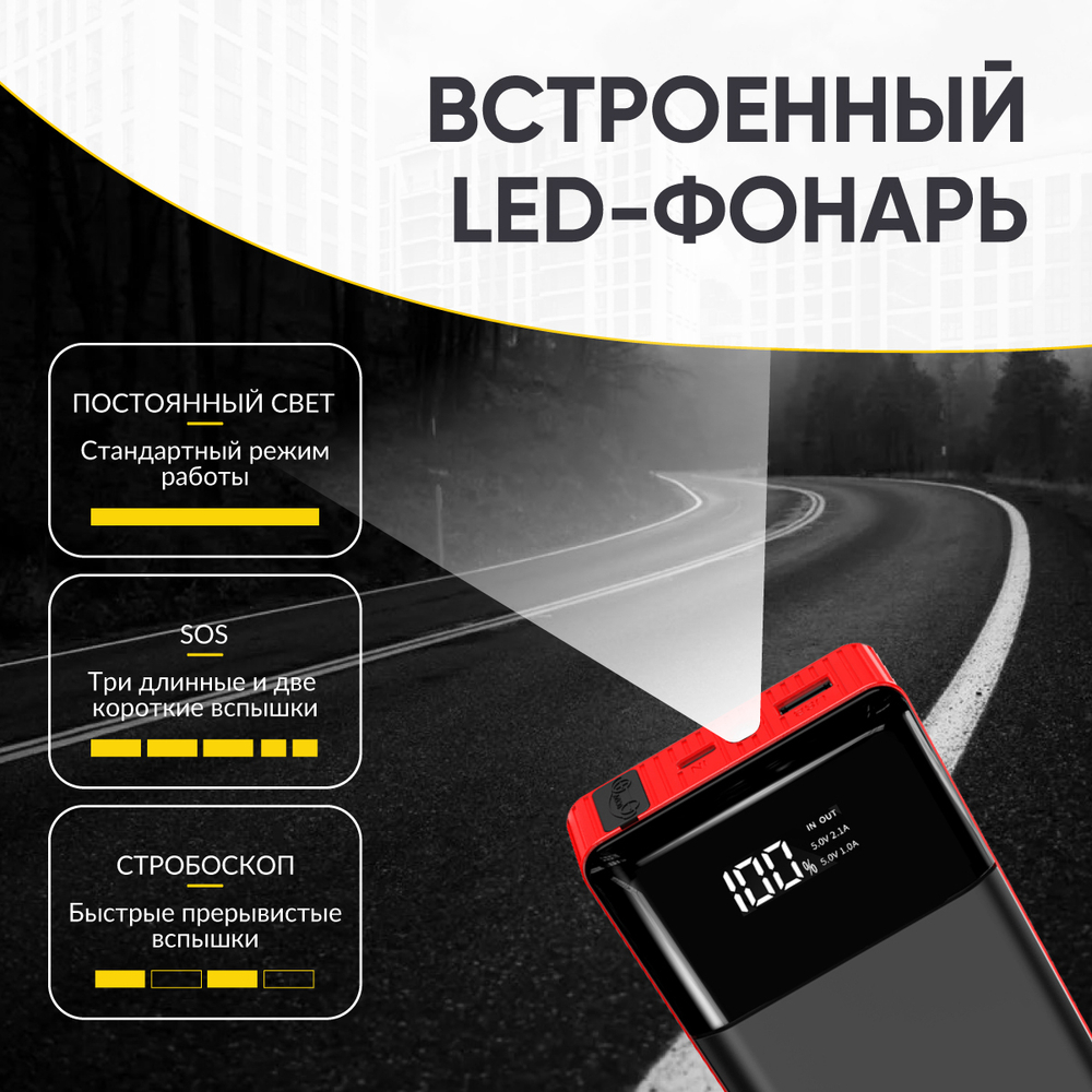 Пусковое устройство 12В, 8 000 мАч, 200/400А iCartool IC-JSD08N