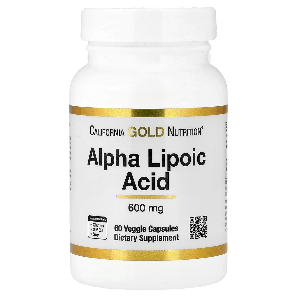 California Gold Nutrition, альфа-липоевая кислота, 600 мг, 60 растительных капсул