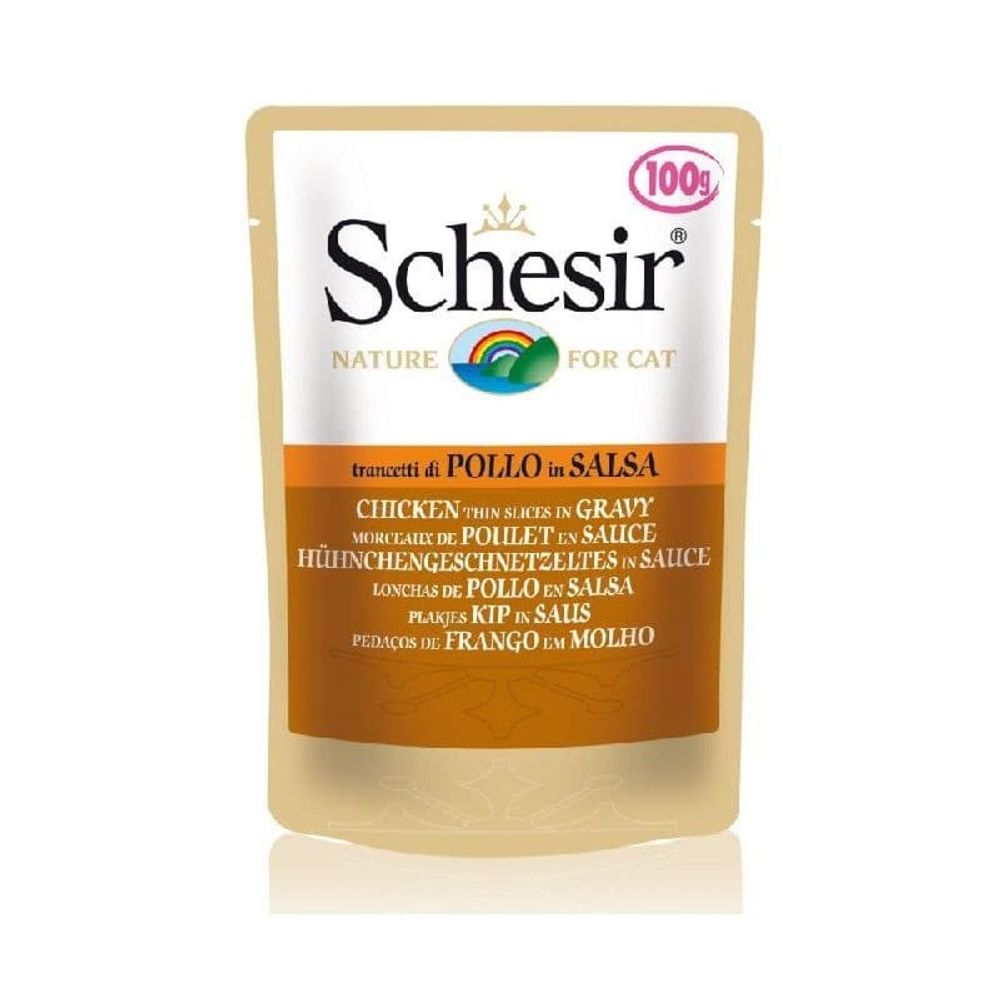 Schesir пауч 100г. для кошек Кусочки Курицы в Соусе