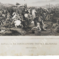 АНТОНИО РОКА. Битва Константина против Максенция. Гравюра. Испания, Мадрид. 1854–1859 г.