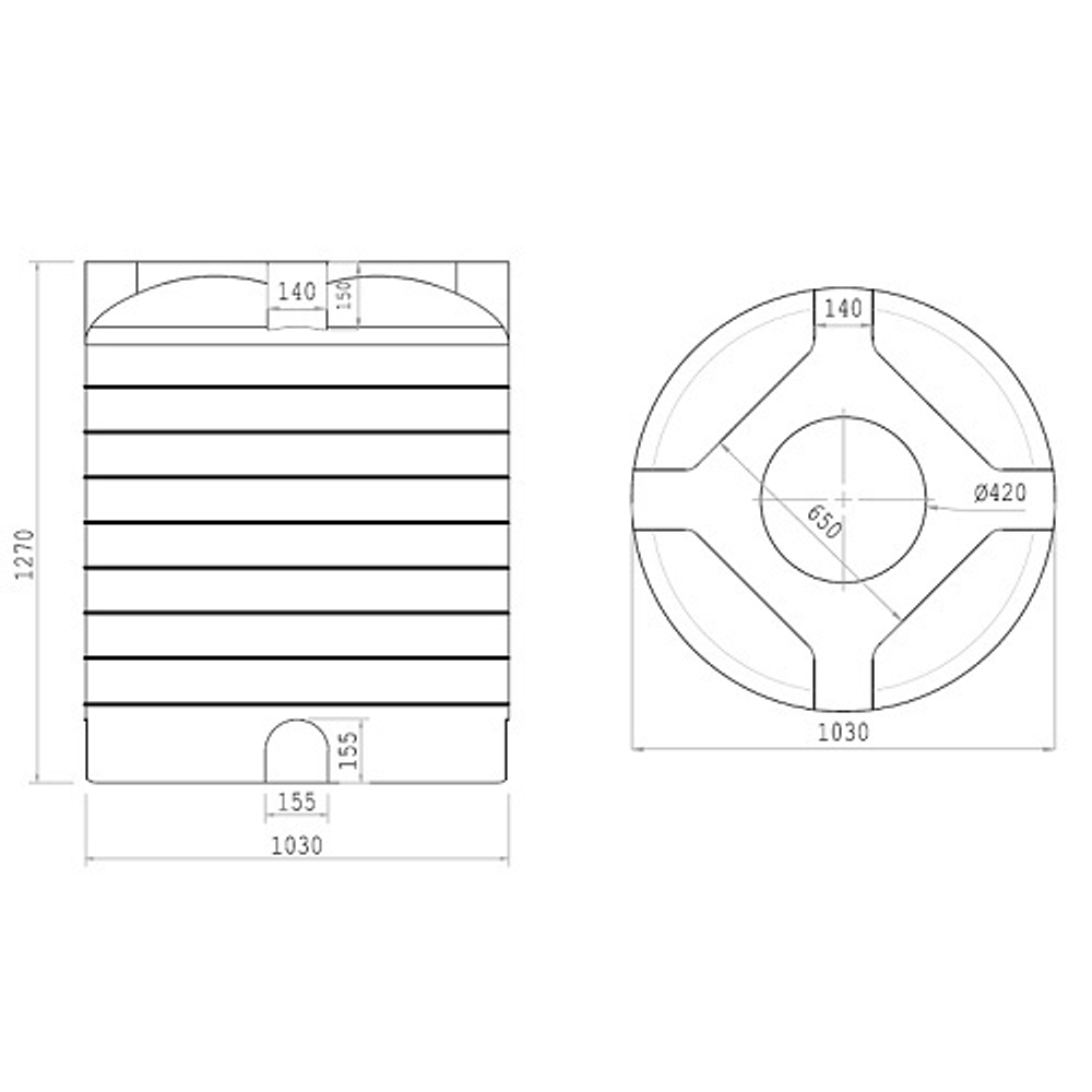 Ёмкость вертикальная Политим 1000 л. вертикальный (1030x1030x1270см;черный) - арт.560898