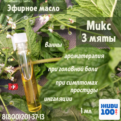 ПРОБНИК!! Эфирное масло Микс 3 мяты Just 1 мл