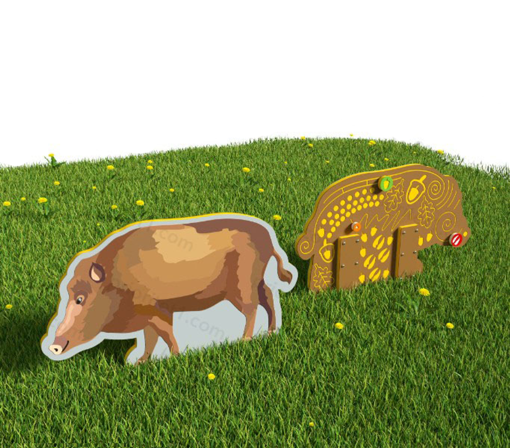 Уличный двусторонний модуль с сенсорными элементами Тактильный топиарий Животные леса