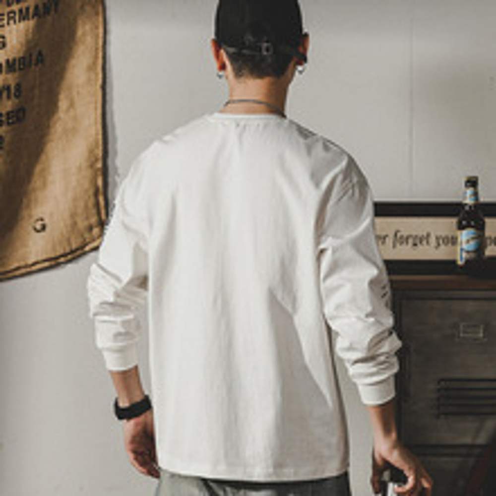 Футболка мужская с длинными рукавами осенняя модная, хлопковая в горном стиле