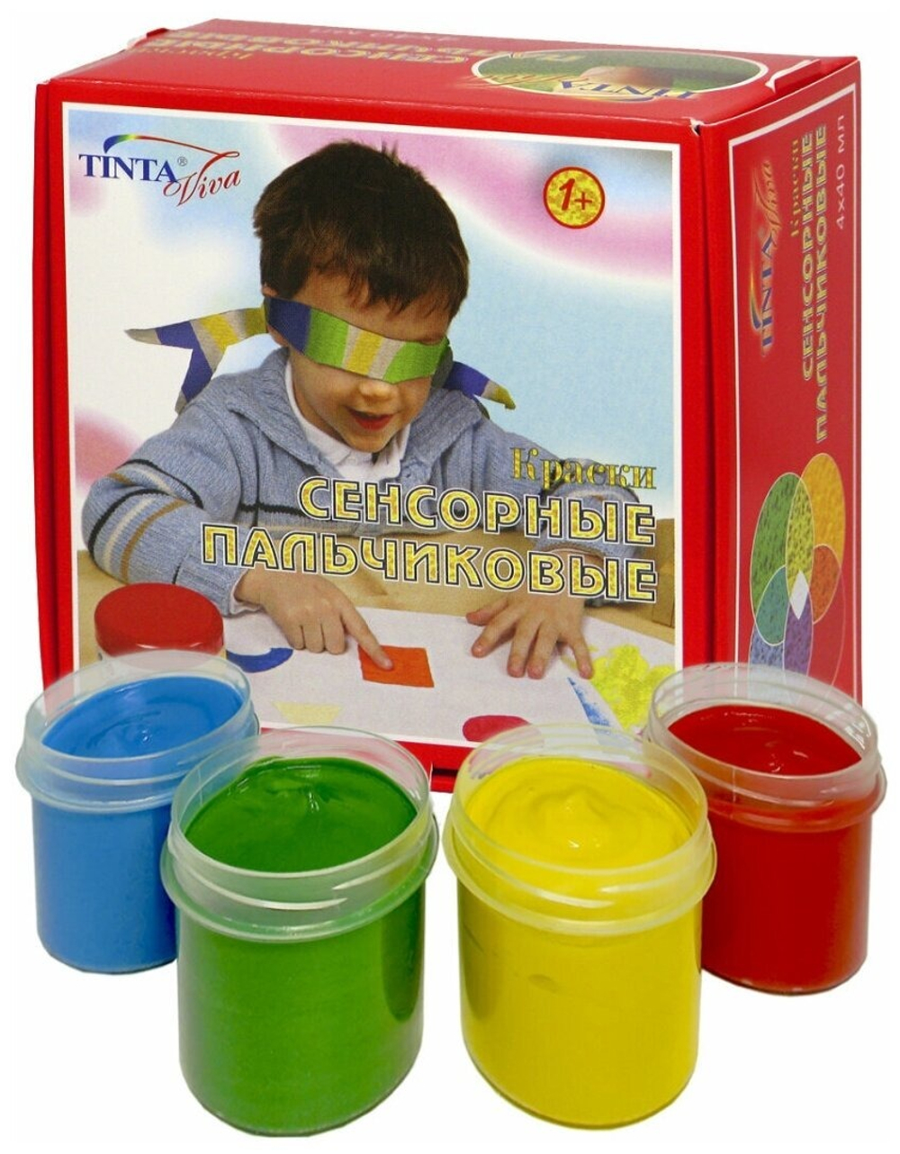 Краски пальчиковые Экспоприбор "Tinta Viva", сенсорные, 04 цветов, 40мл, картон. упаковка
