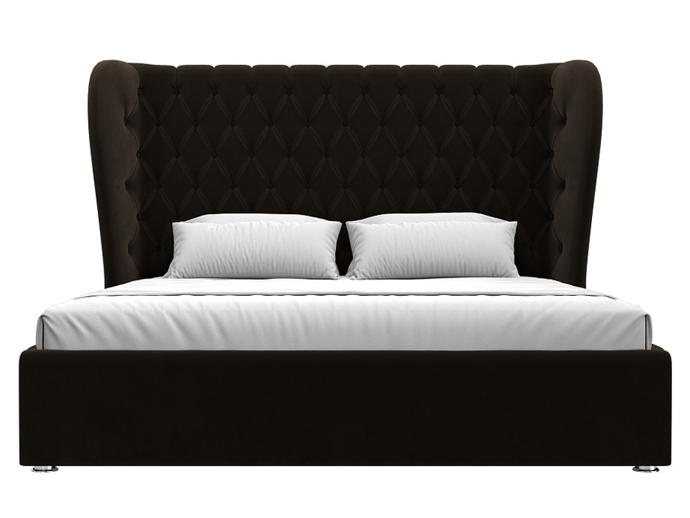 Кровать интерьерная Далия 180, Коричневый, Микровельвет, 108310
