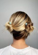 NO 1 HAIRPIN | TANTALIZING BLUE - 3X HAIRPINS/BOX / Шпильки No1 Hairpin нежно-бирюзового цвета (набор из 3 шпилек)