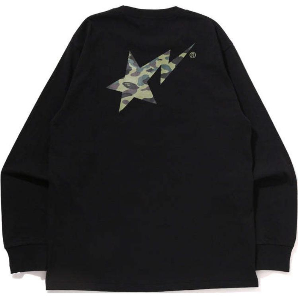 A Bathing Ape 1st Camo Sta L S Tee черный зеленый