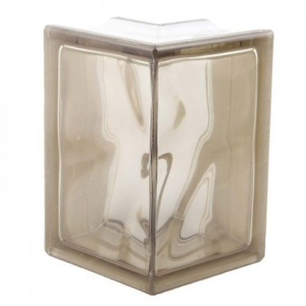 Стеклоблок Vitrablok Угловой Бронзовый Волна 19x13,2x8 - окрашенный в массе