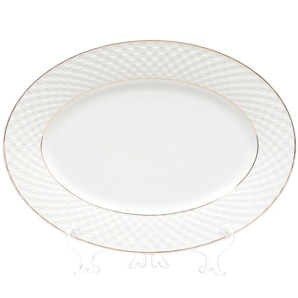 Блюдо керам, овал, 30 см, бел, Кембридж, Daniks, Y4-2736