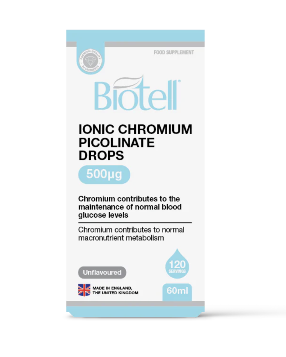 BioTell - Liquid Ionic Chromium Picolanate Drops 500 mcg per serving, 60 ml