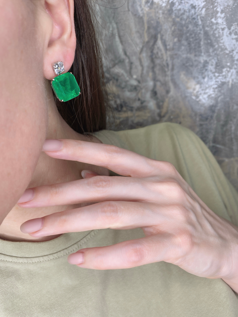 Серьги Изумруд квадрат