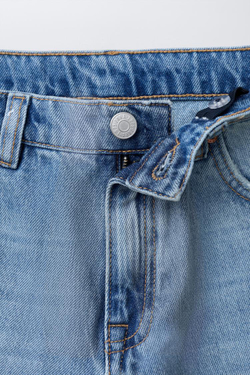 ZARA ДЖИНСЫ BARREL, ГОЛУБОЙ
