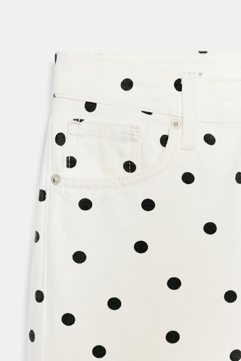 ZARA ДЖИНСЫ TRF WIDE LEG С НИЗКОЙ ПОСАДКОЙ И В ГОРОШЕК, БЕЛЫЙ/ЧЕРНЫЙ