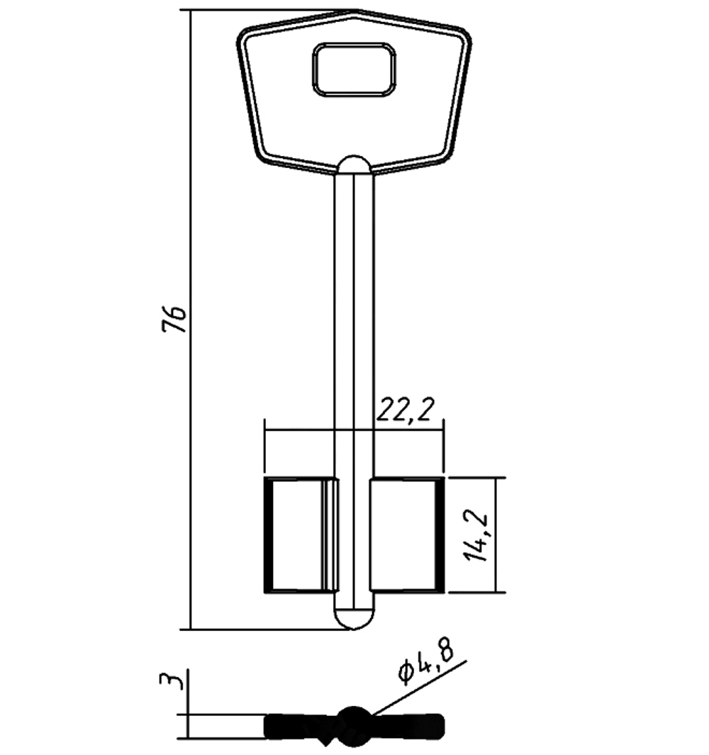 Заготовка сувальдного ключа 10671 YAG1D MT15G JMA5MT3 1MO6