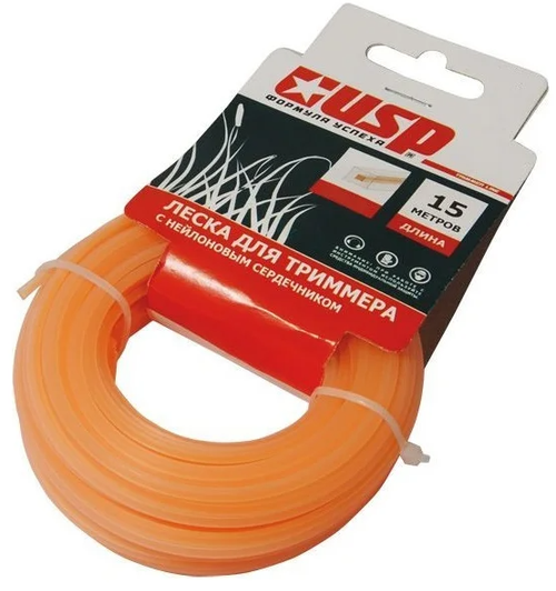 Леска для триммера Квадрат 2,4мм 15м с нейлоновым сердечником круч 78155