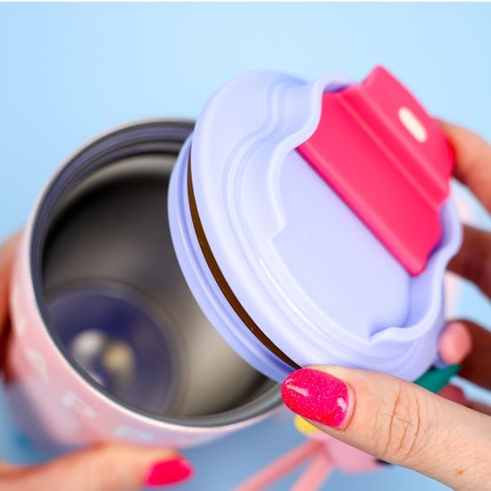 Термос Happy Funny party с сердечком, розовый, 450мл