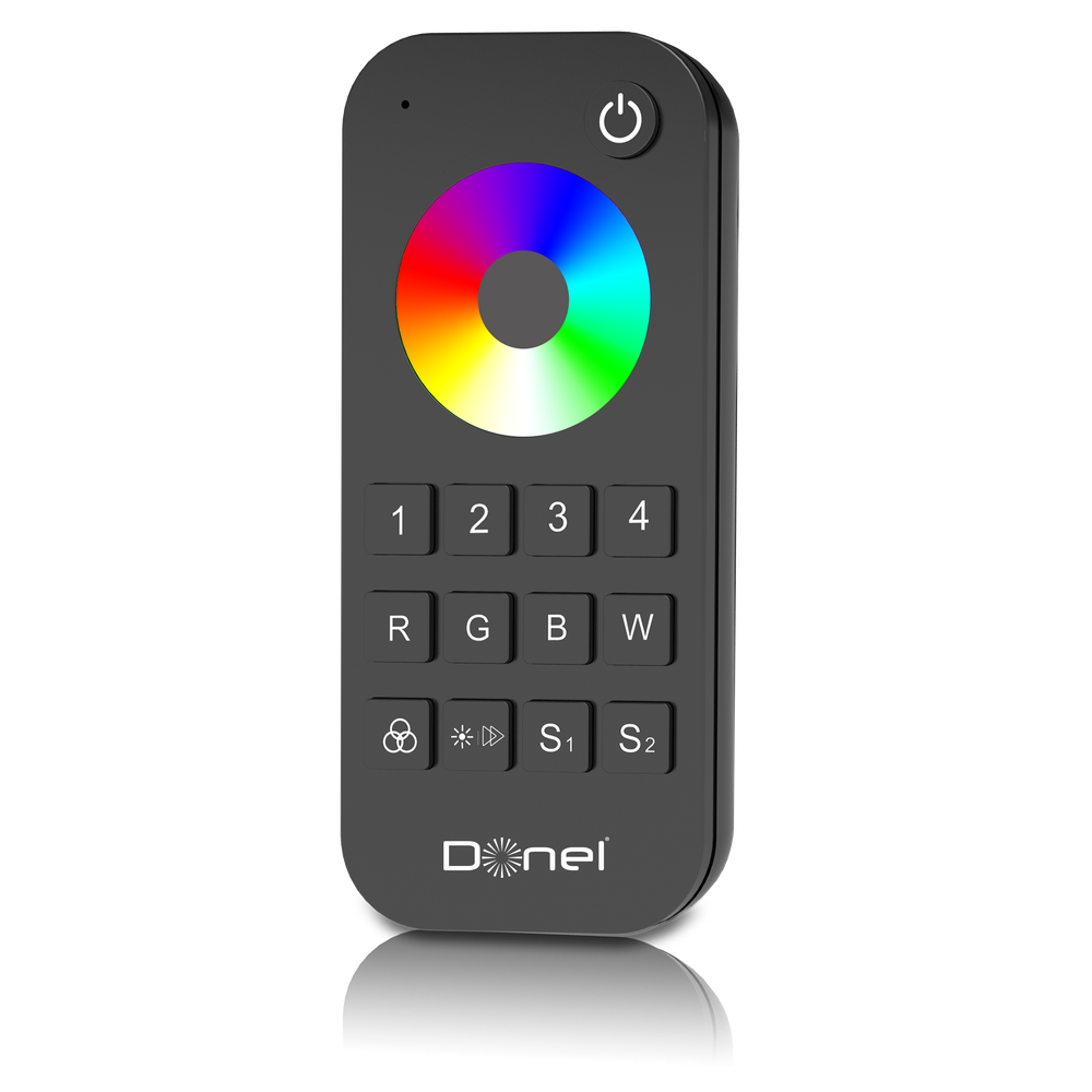 Пульт дистанционного управления RGB+W,  4 канала,  зона охвата 30 метров,  цвет черный