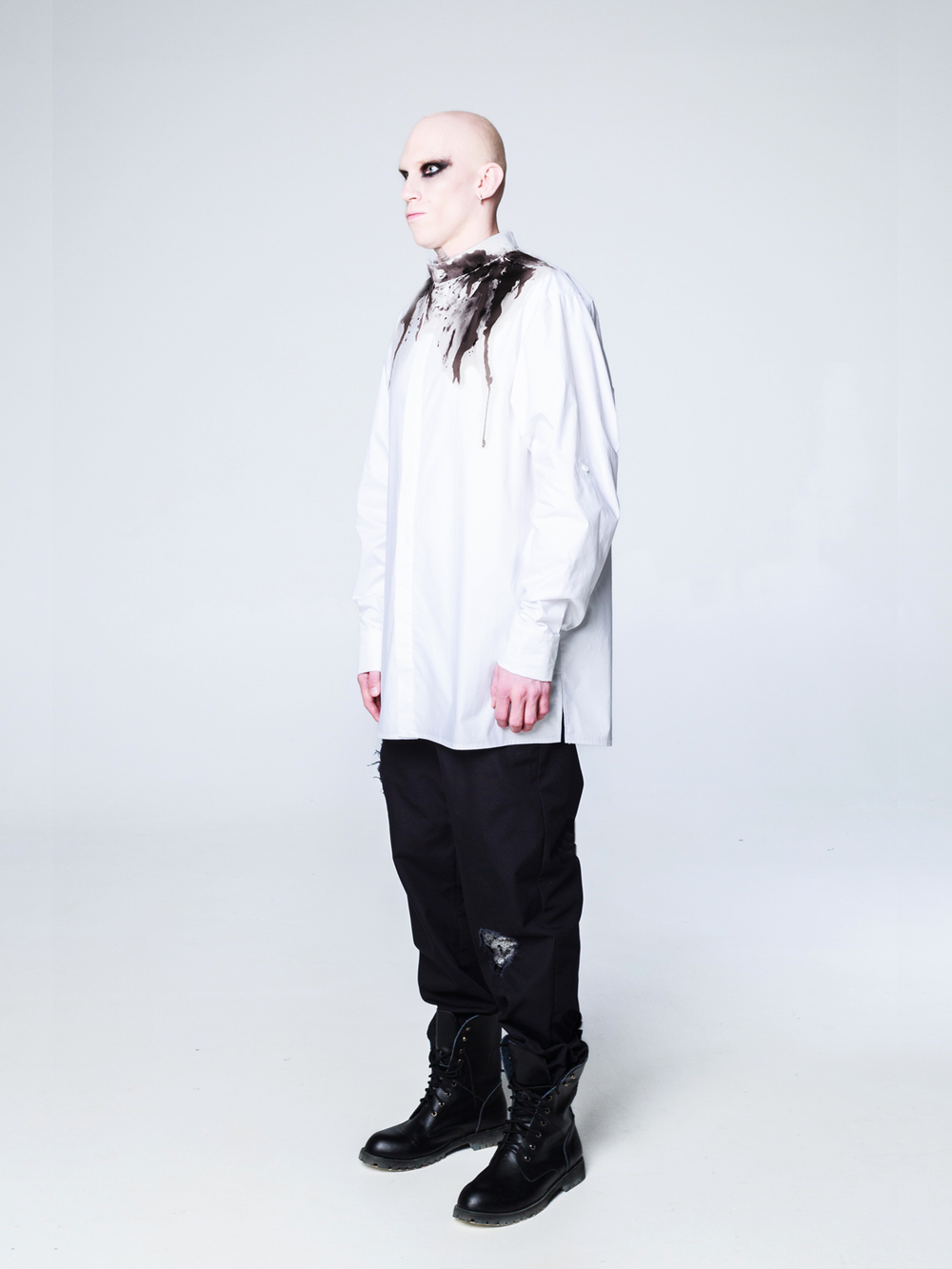 Рубашка "Смородина" с окрашиванием. Бело-черная