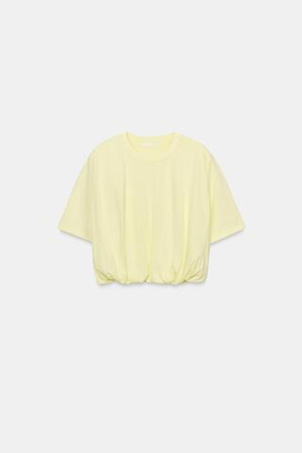 ZARA УКОРОЧЕННАЯ ФУТБОЛКА С ОБЪЕМНЫМ НИЗОМ, СВЕТЛО-ЖЕЛТЫЙ