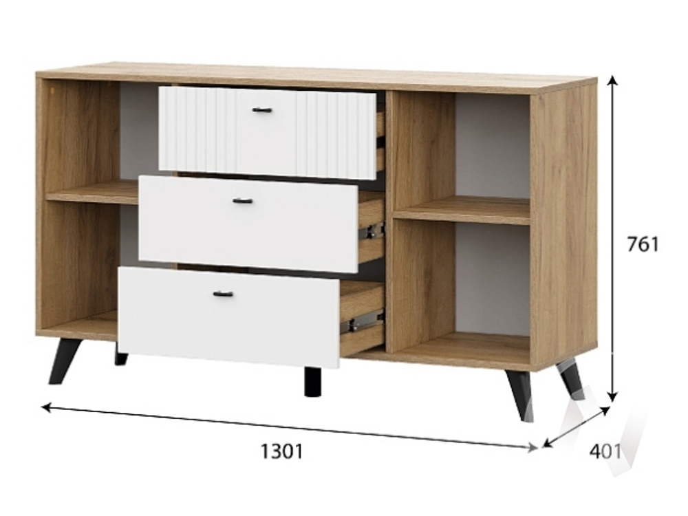 Комод 3 ящика 2-х створчатый МС Милан