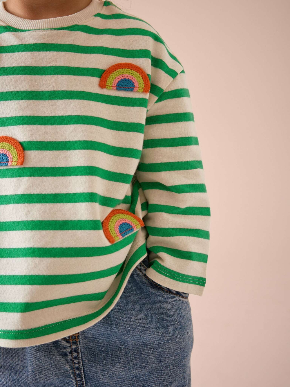 Лонгслив для девочки Next E44-973, Белый, Зеленый