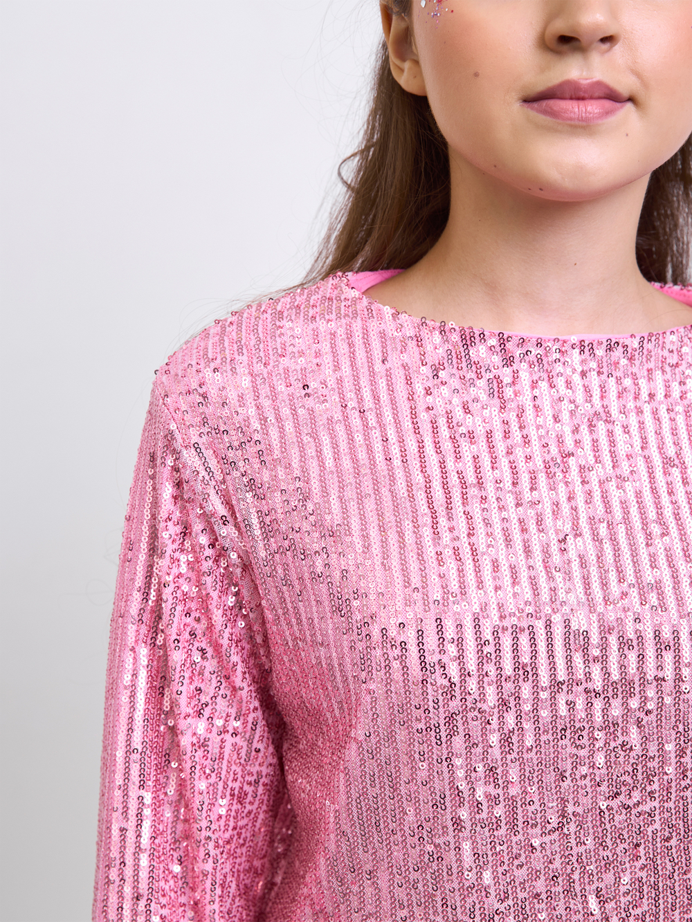 Костюм брючный праздничный с пайетками для девочки розовый