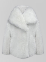 Полушубок Hestovrviio ММ833-6 однотонный пушистый c широким воротником