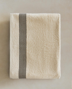 Zara Home - Хлопковое банное полотенце с оборками, бежевый, 90х150 см