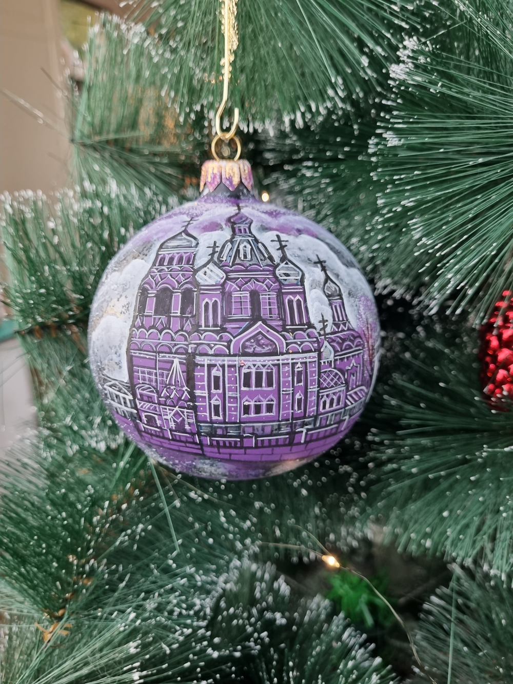 Шар стеклянный "Спас на крови",  ручная роспись