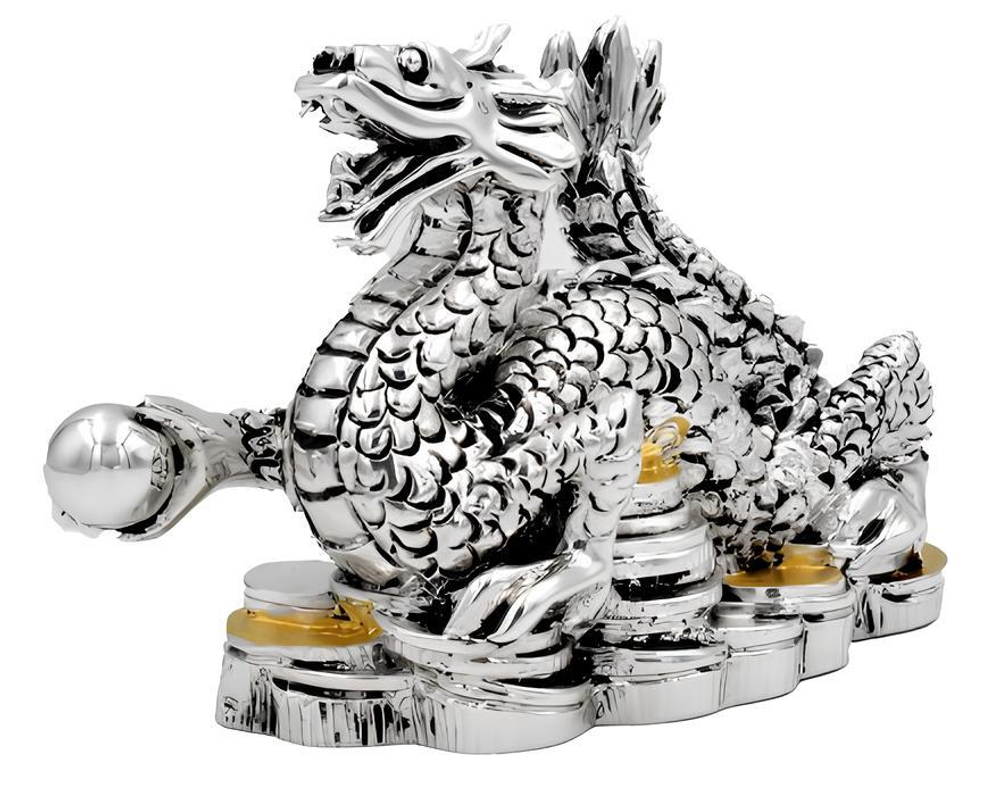 Серебряный дракон на монетах - Символ 2024 года