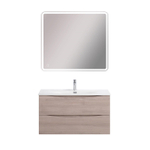 Тумба с раковиной подвесная BelBagno MARINO-CER-MINI-900-2C-SO-RG-P Rovere Grigio, раковина белая BB-8099-3-90