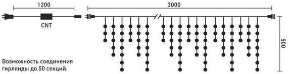 Гирлянда бахрома 3*0,5 м, 220V., 150 лиловых LED ламп, соединяемая, силиконовый прозрачный провод, Beauty Led (ECC150-10-2L)