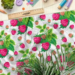 Ткань ниагара насыщенная малина на бежевом фоне