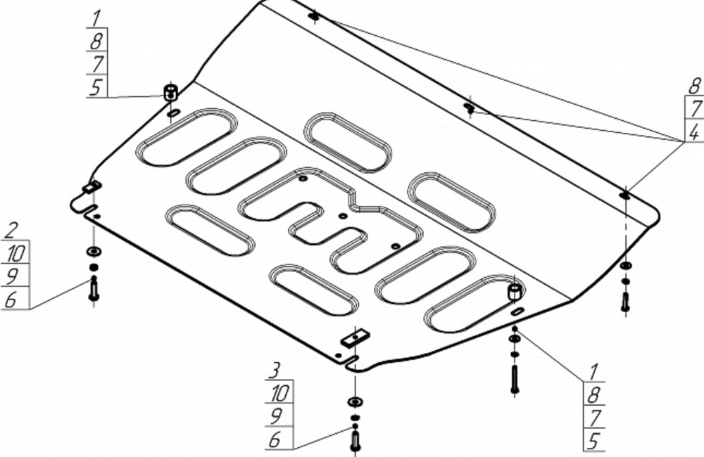 Защита картера Двигателя, КПП. 2 мм, Сталь. для Omoda C7, Tenet T8, MOTODOR.79017