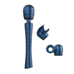 Синий вибромассажёр с насадками Man.wand Edgy (Цвет: синий)