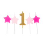 Набор свечей «1-й День Рождения Девочки», золото-розовый 7,5 см, 5 шт