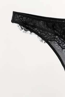 ZARA ТРУСЫ ТАНГА ИЗ СЕТЧАТОЙ ТКАНИ С КРУЖЕВОМ, ЧЕРНЫЙ