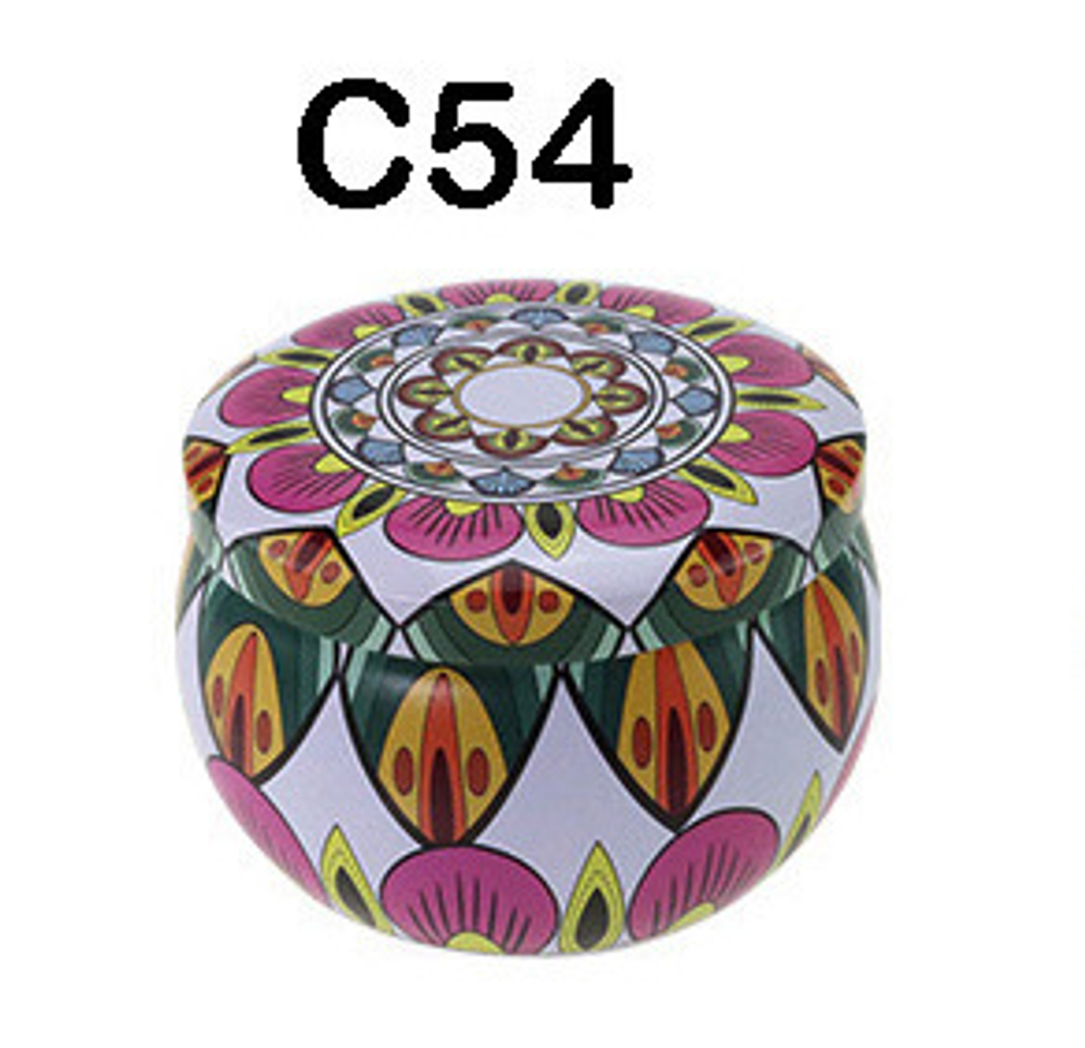 294054 Банка Орнамент C54  h=5см, d=7,7см, 150мл, жесть белый