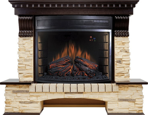 Каминокомплект Pierre Luxe - Темный дуб / Сланец (Высота 1000мм) с очагом Dioramic 28 LED FX